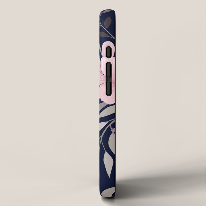 Modern, Boho, Floral Prints, Navy and Pink iPhone Case Gallery Image 2