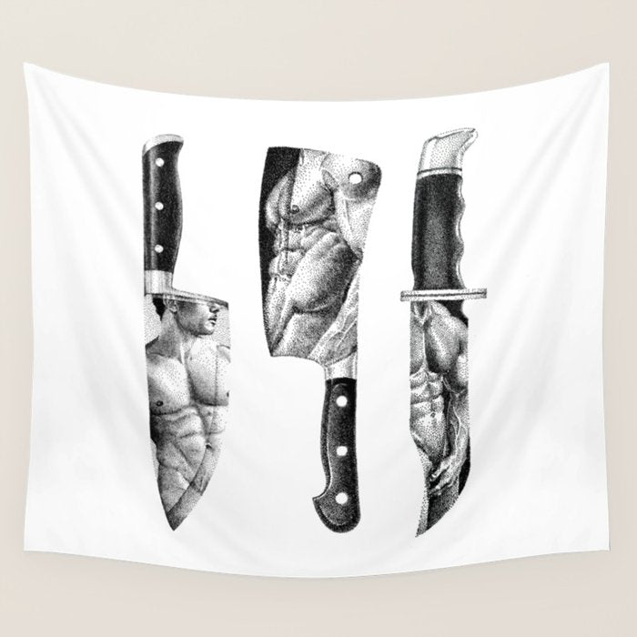 Knife Set - SpookyDOODs Wall Tapestry Gallery Image 1