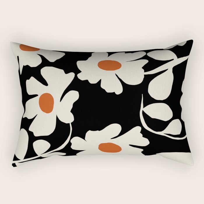Black and white floral Rectangular Pillow Gallery Image 1