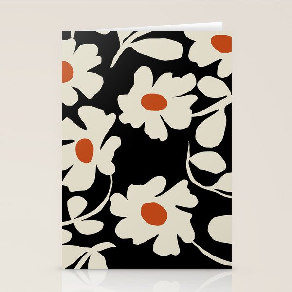 Black and white floral Stationery Card Gallery Image 1
