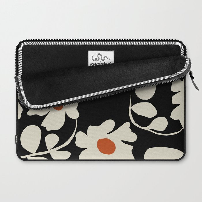 Black and white floral Laptop Sleeve Gallery Image 2