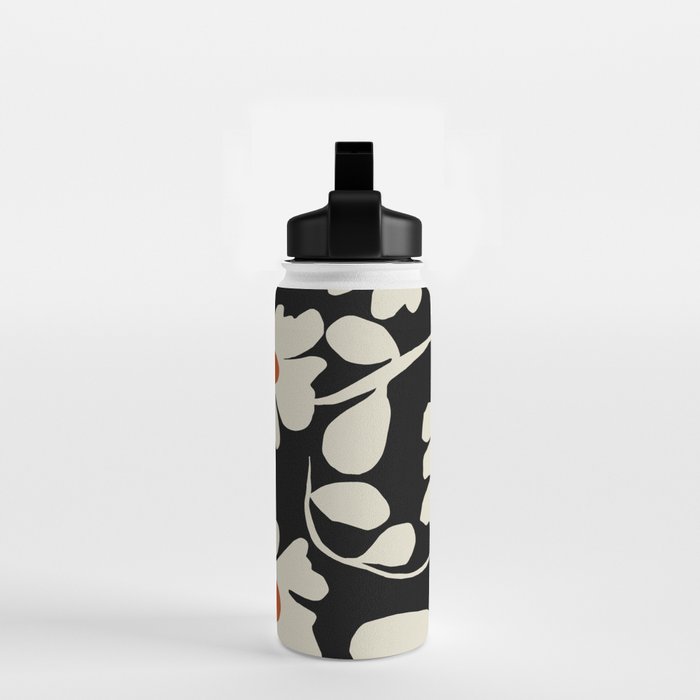 Black and white floral Water Bottle Gallery Image 2