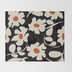 Black and white floral Throw Blanket Gallery Image 2