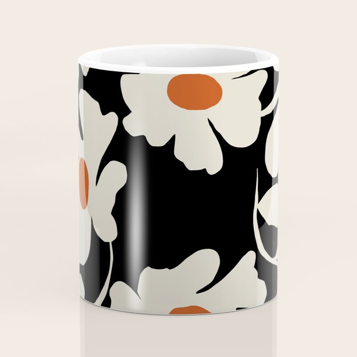 Black and white floral Coffee Mug Gallery Image 4