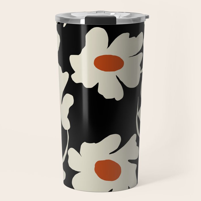 Black and white floral Travel Mug Gallery Image 1