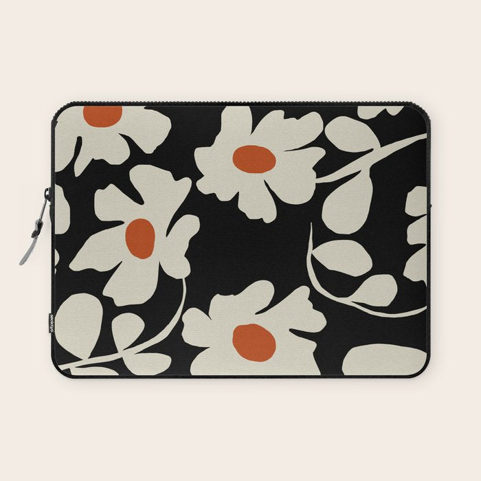 Black and white floral Laptop Sleeve Gallery Image 1