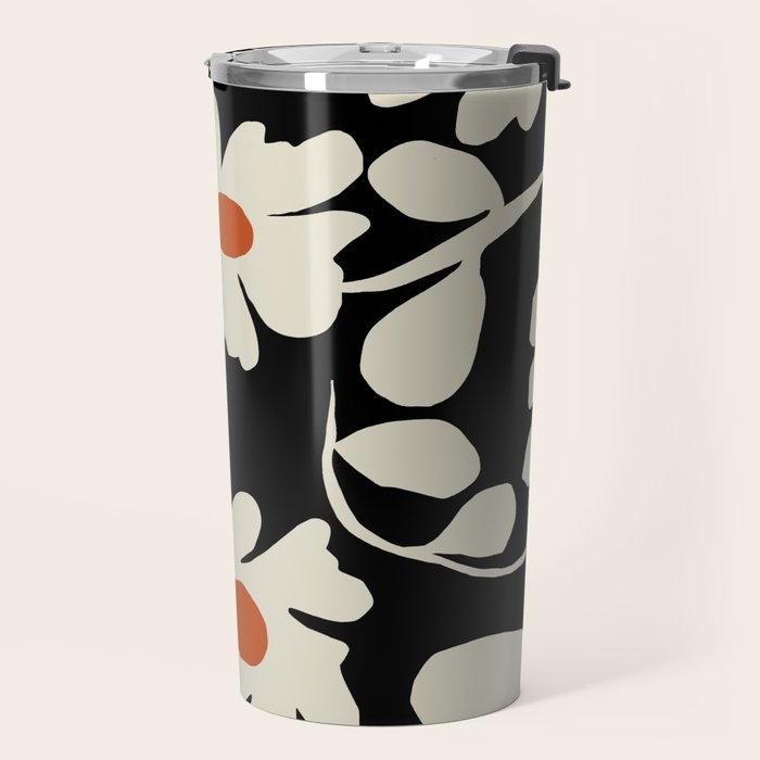 Black and white floral Travel Mug Gallery Image 2