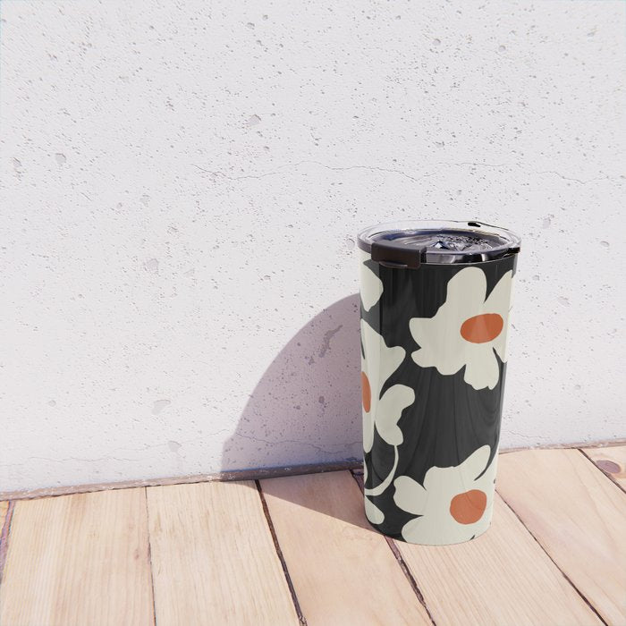 Black and white floral Travel Mug Gallery Image 4