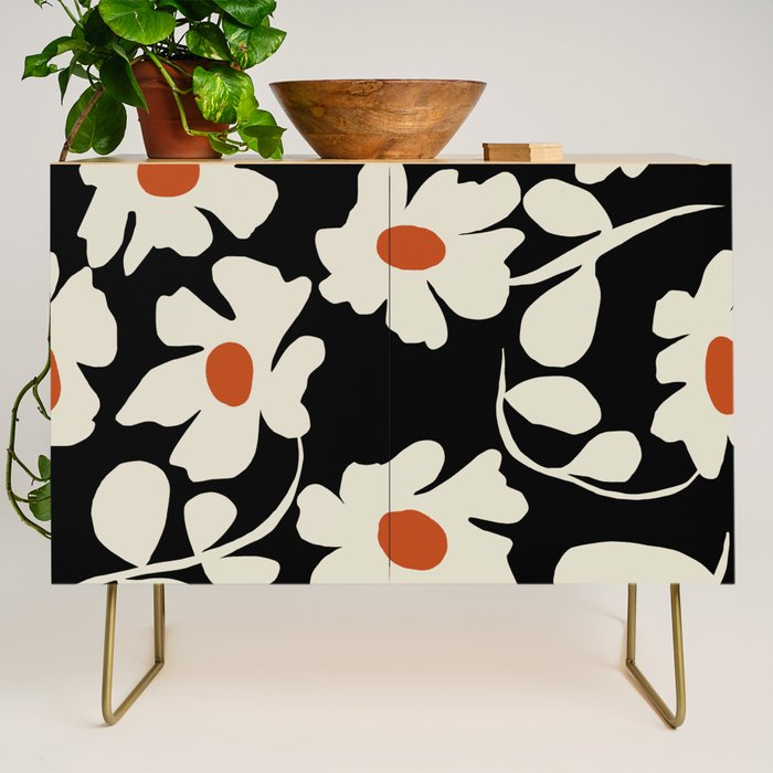 Black and white floral Credenza Gallery Image 1