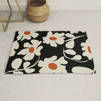 Black and white floral Rug Gallery Image 1