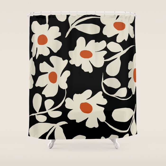 Black and white floral Shower Curtain Gallery Image 1