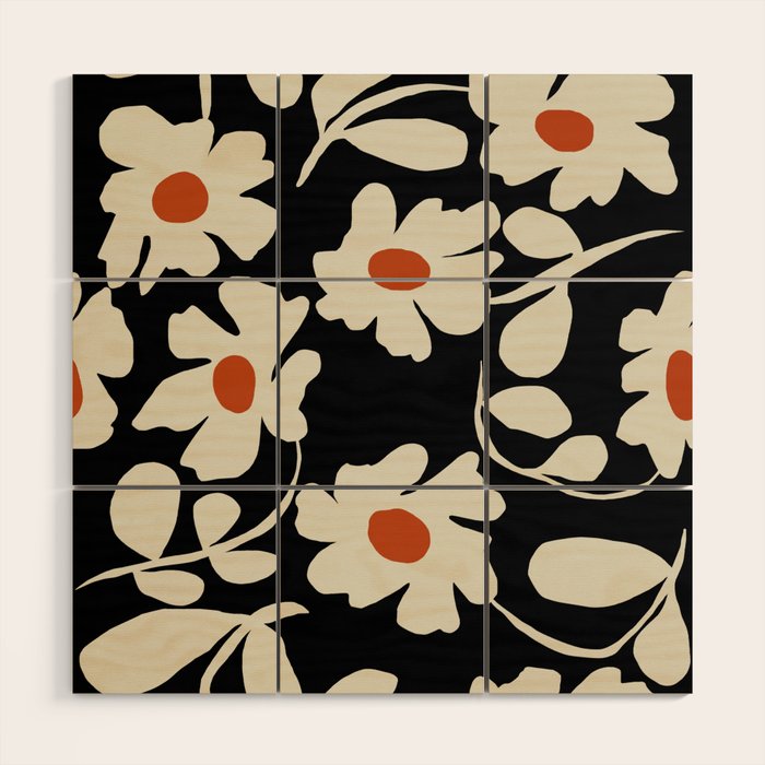 Black and white floral Wood Wall Art Gallery Image 1