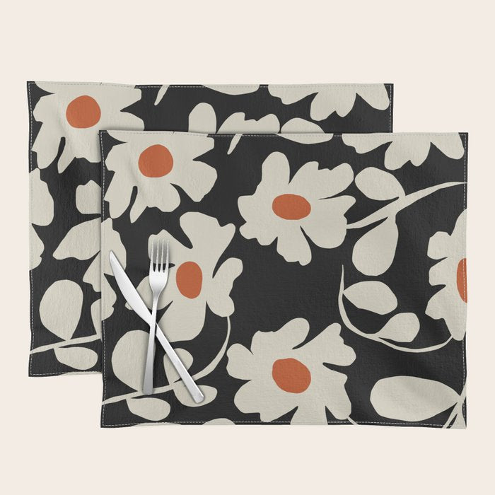 Black and white floral Placemat Gallery Image 1