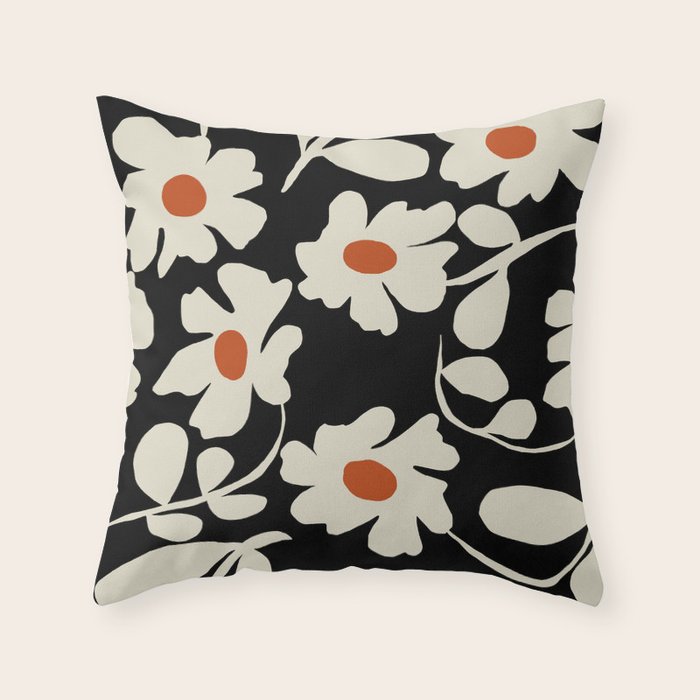 Black and white floral Throw Pillow Gallery Image 6