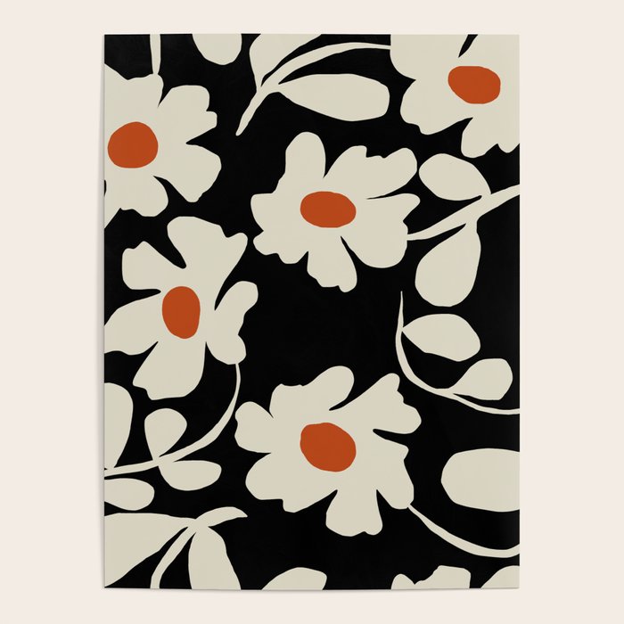 Black and white floral Poster Gallery Image 4