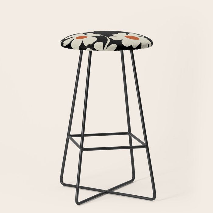 Black and white floral Stool Gallery Image 1