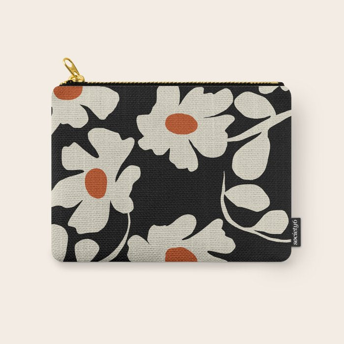 Black and white floral Carry All Pouch Gallery Image 1