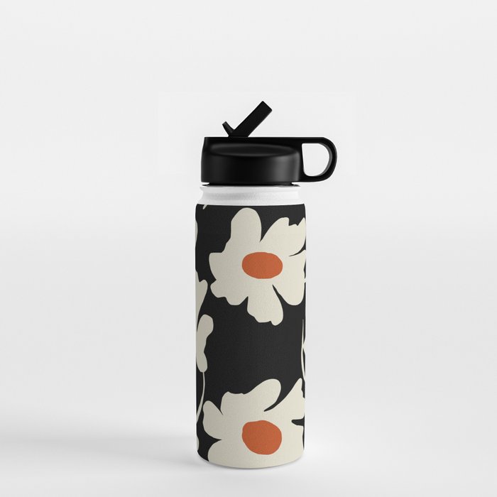 Black and white floral Water Bottle Gallery Image 1