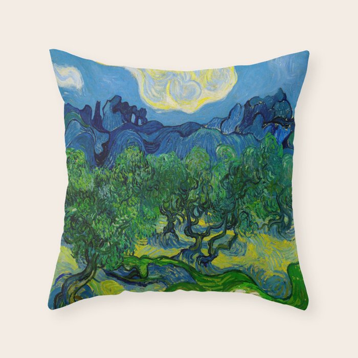 Olive Trees by Vincent Van Gogh Oil Painting Throw Pillow Gallery Image 1