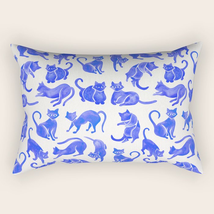 Cat Positions - Blue Palette Rectangular Pillow Gallery Image 2