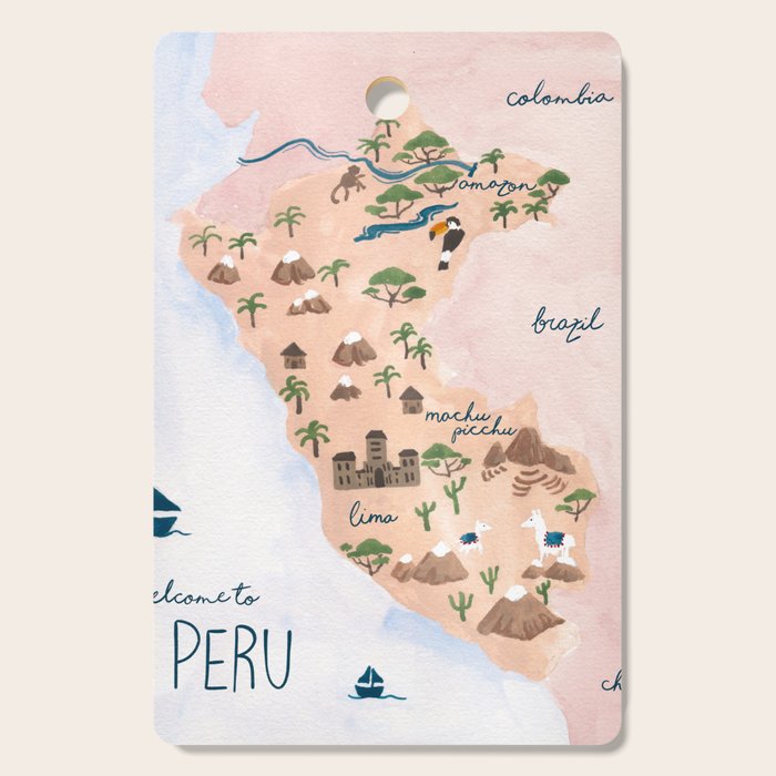 Peru Map Cutting Board Gallery Image 1