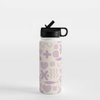 Natural Miscellany Scandi Retro Modern Pattern in Lilac and Cream  Water Bottle Gallery Image 1