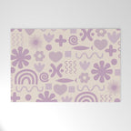 Natural Miscellany Scandi Retro Modern Pattern in Lilac and Cream  Welcome Mat Gallery Image 1