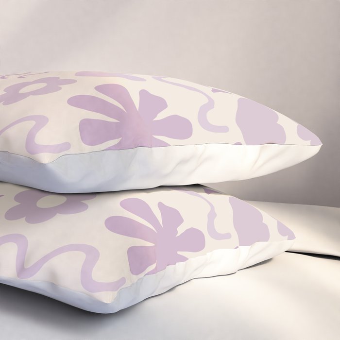 Natural Miscellany Scandi Retro Modern Pattern in Lilac and Cream  Pillow Sham Gallery Image 3