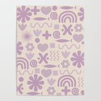 Natural Miscellany Scandi Retro Modern Pattern in Lilac and Cream  Poster Gallery Image 4