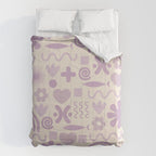 Natural Miscellany Scandi Retro Modern Pattern in Lilac and Cream  Comforter Gallery Image 6