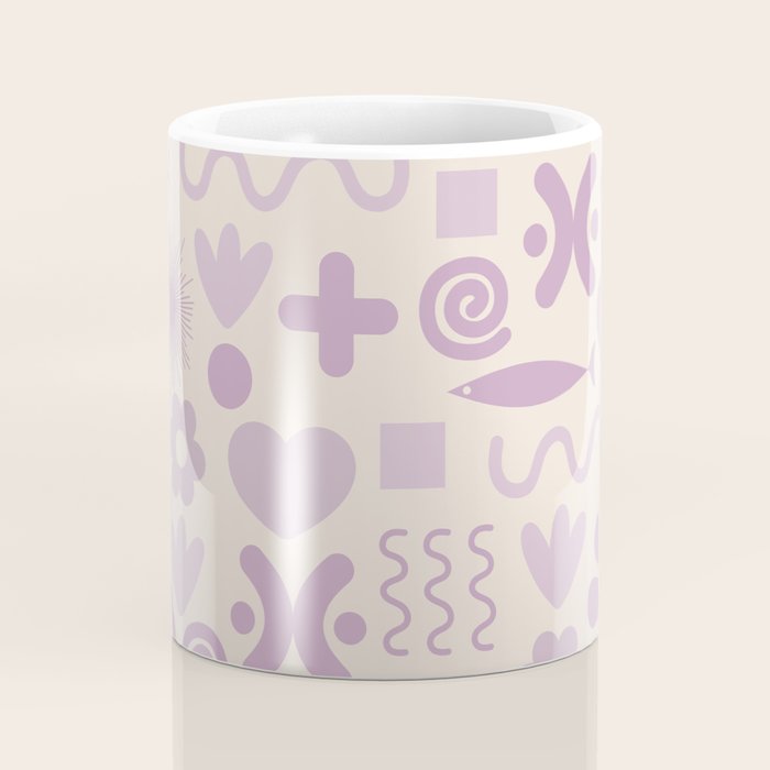 Natural Miscellany Scandi Retro Modern Pattern in Lilac and Cream  Coffee Mug Gallery Image 4
