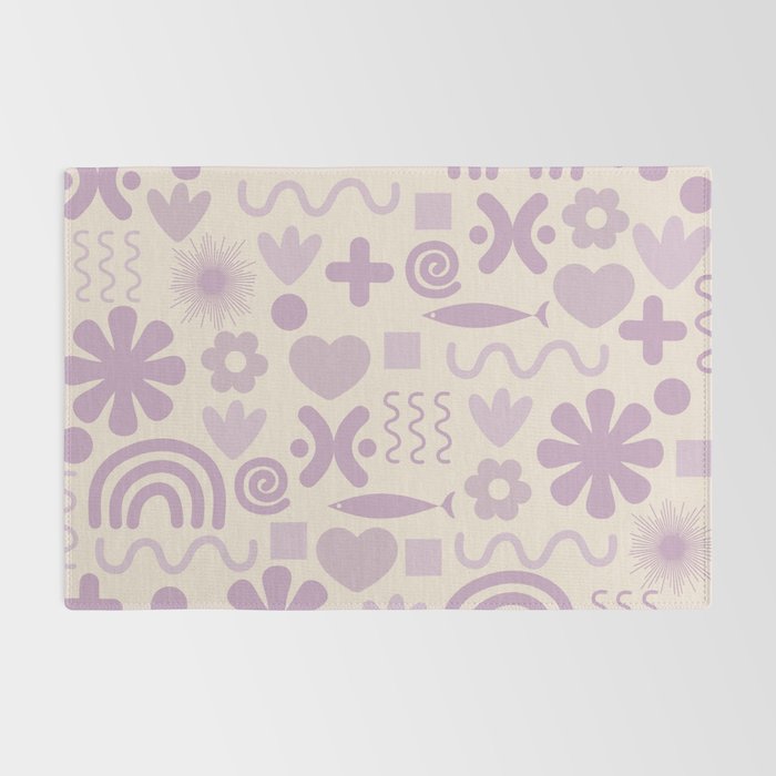 Natural Miscellany Scandi Retro Modern Pattern in Lilac and Cream  Rug Gallery Image 2