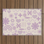 Natural Miscellany Scandi Retro Modern Pattern in Lilac and Cream  Outdoor Rug Gallery Image 1