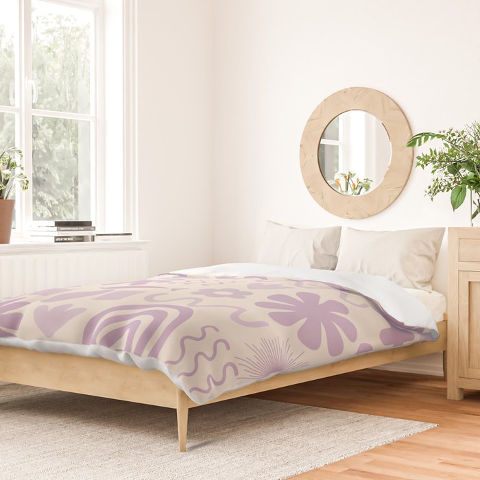 Natural Miscellany Scandi Retro Modern Pattern in Lilac and Cream  Duvet Cover Gallery Image 2
