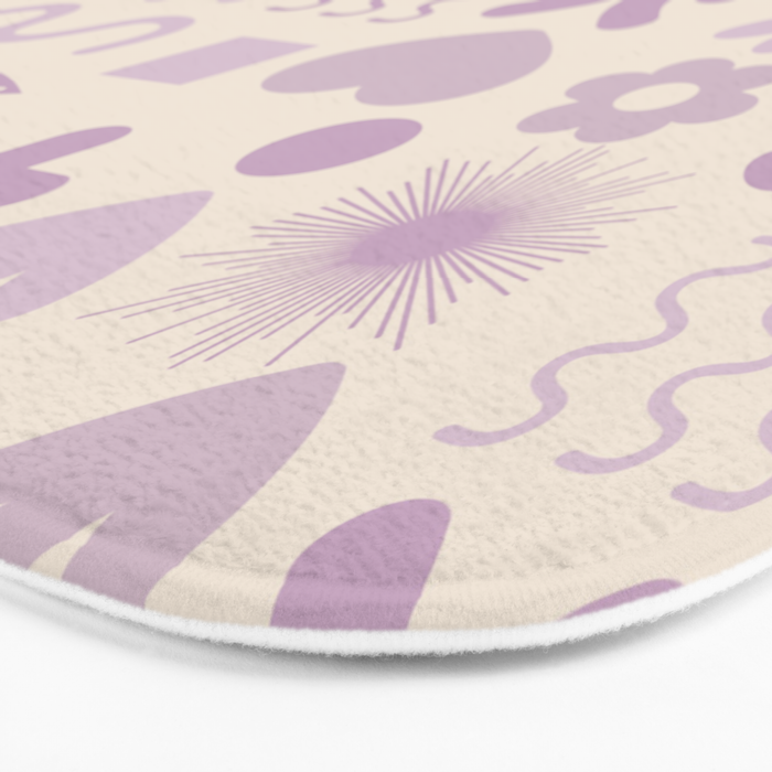 Natural Miscellany Scandi Retro Modern Pattern in Lilac and Cream  Bath Mat Gallery Image 3