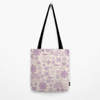Natural Miscellany Scandi Retro Modern Pattern in Lilac and Cream  Tote Bag Gallery Image 2