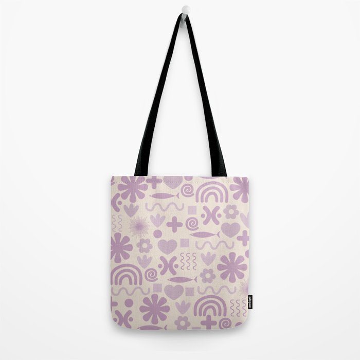 Natural Miscellany Scandi Retro Modern Pattern in Lilac and Cream  Tote Bag Gallery Image 2