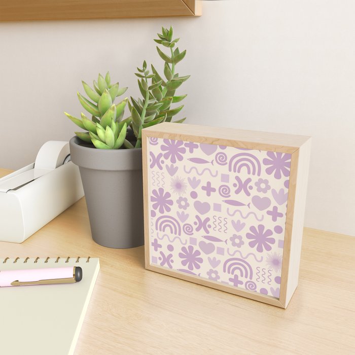 Natural Miscellany Scandi Retro Modern Pattern in Lilac and Cream  Mini Art Print Gallery Image 2