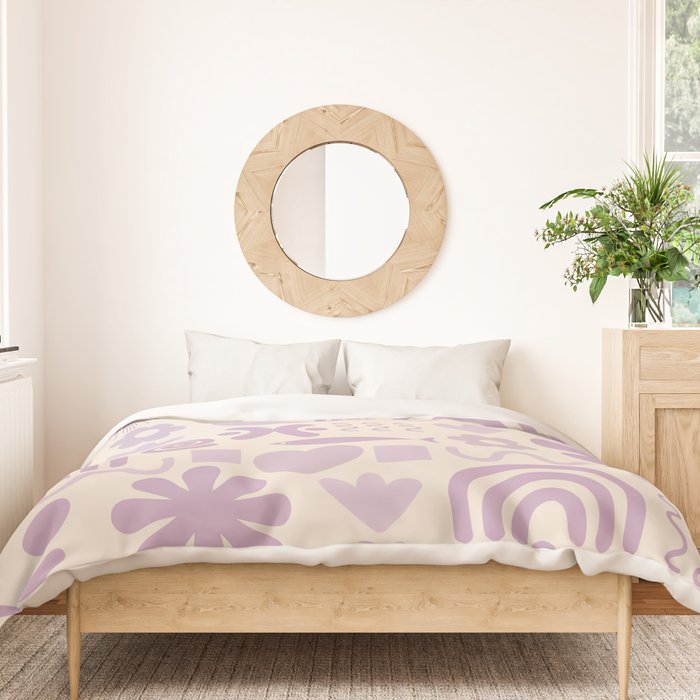 Natural Miscellany Scandi Retro Modern Pattern in Lilac and Cream  Duvet Cover Gallery Image 3