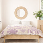 Natural Miscellany Scandi Retro Modern Pattern in Lilac and Cream  Duvet Cover Gallery Image 3