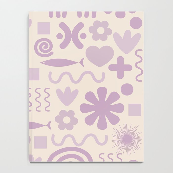 Natural Miscellany Scandi Retro Modern Pattern in Lilac and Cream  Notebook Gallery Image 4