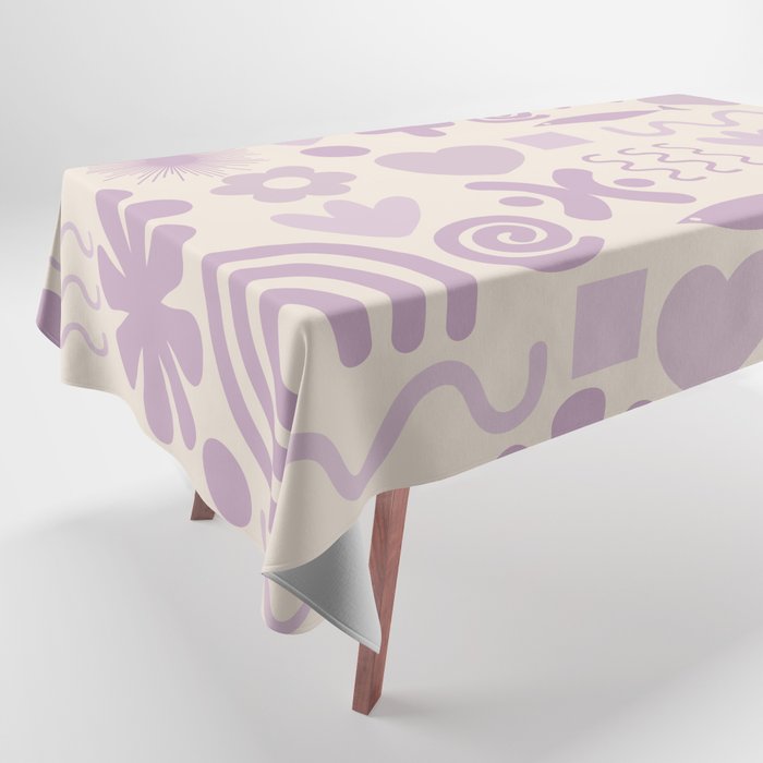 Natural Miscellany Scandi Retro Modern Pattern in Lilac and Cream  Tablecloth Gallery Image 1