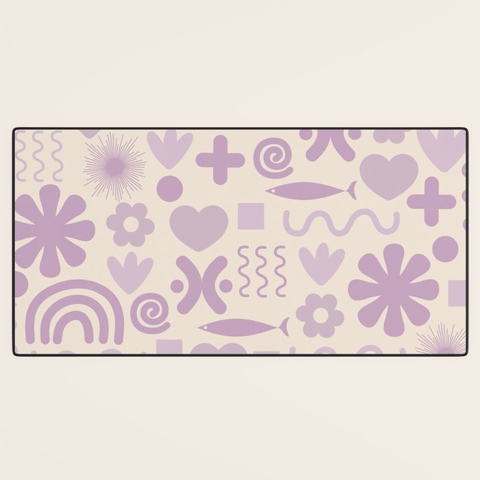 Natural Miscellany Scandi Retro Modern Pattern in Lilac and Cream  Desk Mat Gallery Image 3