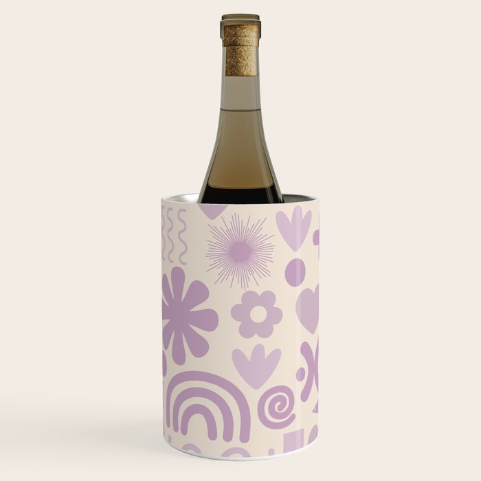 Natural Miscellany Scandi Retro Modern Pattern in Lilac and Cream  Wine Chiller Gallery Image 2