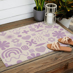 Natural Miscellany Scandi Retro Modern Pattern in Lilac and Cream  Outdoor Rug Gallery Image 2
