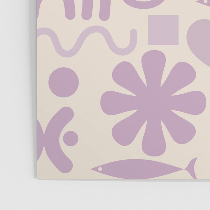 Natural Miscellany Scandi Retro Modern Pattern in Lilac and Cream  Poster Gallery Image 3