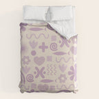Natural Miscellany Scandi Retro Modern Pattern in Lilac and Cream  Duvet Cover Gallery Image 6