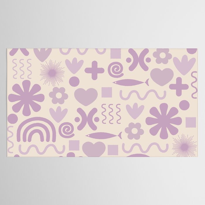 Natural Miscellany Scandi Retro Modern Pattern in Lilac and Cream  Tablecloth Gallery Image 2