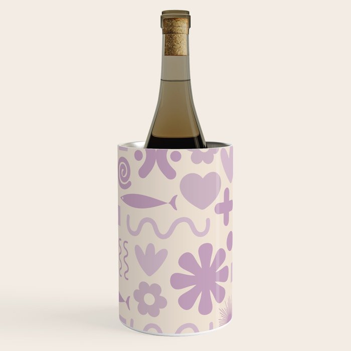 Natural Miscellany Scandi Retro Modern Pattern in Lilac and Cream  Wine Chiller Gallery Image 3