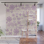 Natural Miscellany Scandi Retro Modern Pattern in Lilac and Cream  Wall Mural Gallery Image 1